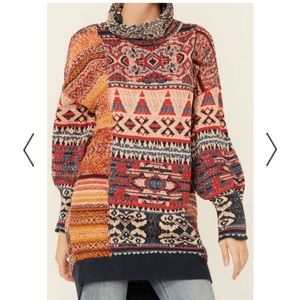 BRAND NEW Free People Multi-Colored Taos Long Sleeve Sweater